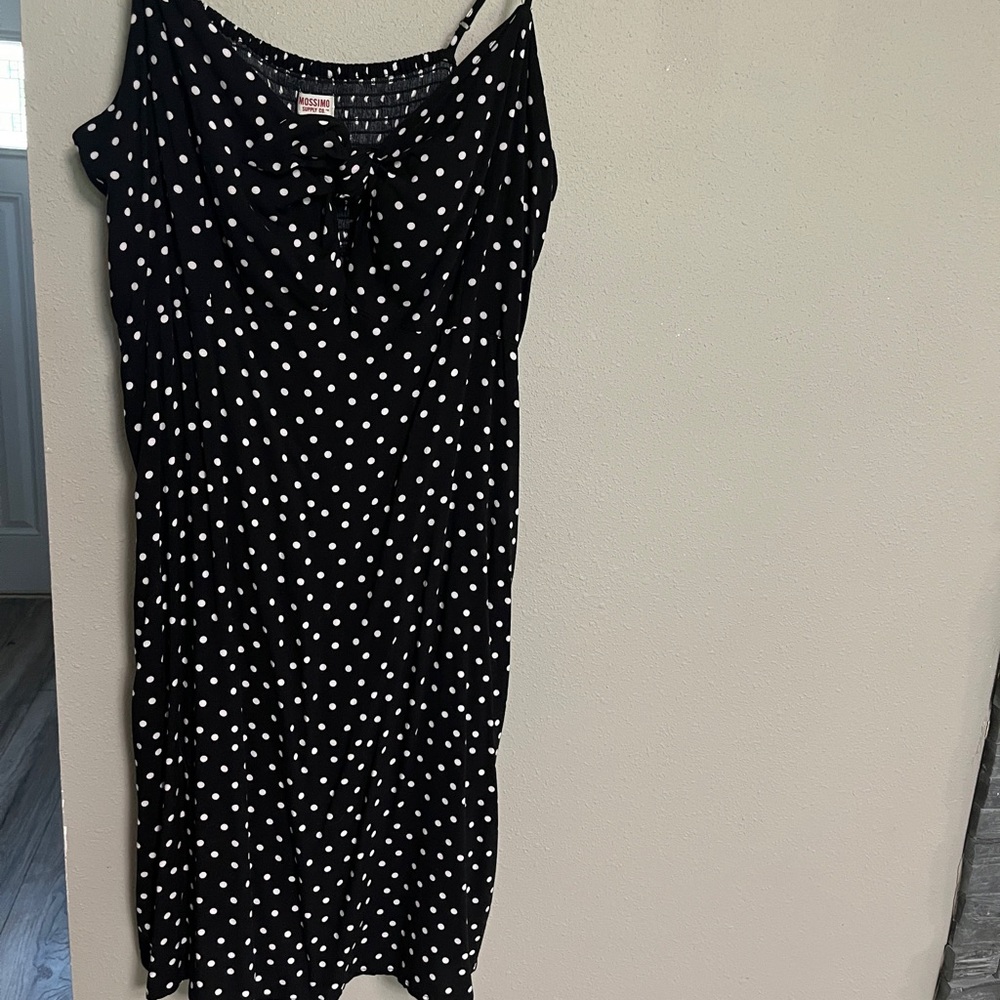 Mossimo Supply Co. Black Dress with White Dots Tie Front